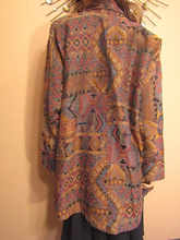 Load image into Gallery viewer, Tapestry Aztec Coat Southwestern Mayan Golden Color Embroidery Carpet Coat Blazer Jacket, Swing L/XL