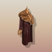 Load image into Gallery viewer, Reserved- Massive Sable Collar and Ultra Soft Bergundy Maroon Leather Feather Light Coat