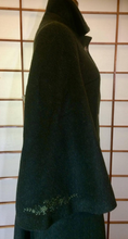 Load image into Gallery viewer, Full Length Long Flare Cape Sleeve Embroidered Kimono Coat Green Austrian Wool, Made in Austria Red Silk Lining S/M/L