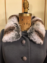 Load image into Gallery viewer, Vintage Coat Gray 60s Lilli Ann Wool with Soft Fur Trim, Classic Princess Style Fit Flare Career or Evening Out