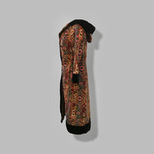 Load image into Gallery viewer, 60’s 70’s Vintage Carpet Coat Needlepoint Hooded Sherpa Trim Fit and Flare