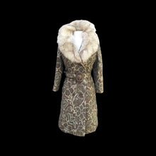 Load image into Gallery viewer, 60’s Tapestry Coat with Fox Fur Trim Carpet Brocade Wool