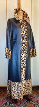 Load image into Gallery viewer, 70s Leopard Faux Print Faux Leather Vegan Mint Condition Coat Toggle Hardware Pinup Hippy Princess