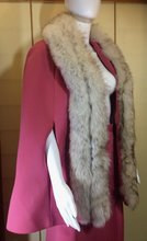 Load image into Gallery viewer, Lilli Ann Pink Cape Skirt Set/ Norwegian Fox Fur S/M Mod 60s