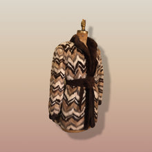 Load image into Gallery viewer, Vintage Mink Coat Mosaic “Patchwork” Intarsia Zigzag Chevron “Mocha Coffee” Swirl Tuxedo Style