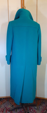 Load image into Gallery viewer, 60&#39;s Teal Blue Green Wool Career Minimalistic Modern Mod Couture Long Flexible Size S/M