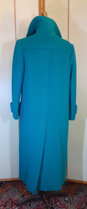 60's Teal Blue Green Wool Career Minimalistic Modern Mod Couture Long Flexible Size S/M