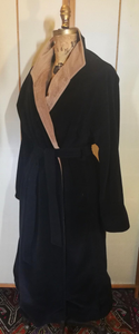 Black and Tan Career Coat Dual Colored Coat Robe, Wool Cashmere S/M/L