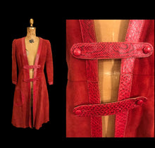 Load image into Gallery viewer, Italian Leather 70’s Red Suede and Snakeskin Coat