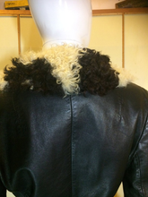 Load image into Gallery viewer, 70s Mongolian Curly Lamb/Leather Trench Coat Spy Grommets Penny Lane Almost Famous Russian Princess Hippy Boho Shearling Lamb Afghan S/M