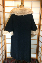 Load image into Gallery viewer, 60 Mod Mink Scallop Swing Coat ---Boucle Nubby Wool Free Size