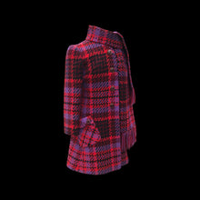 Load image into Gallery viewer, 60’s Coat Pink Purple Red Plaid Thick Woven Wool Attached Scarf