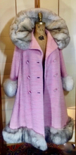 Load image into Gallery viewer, 60s Baby Pink Lilli Ann Princess Mod Double Breasted Norwegian Silver Fox Fur Coat Thick Wool Swing or Fit and Flare