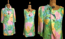 Load image into Gallery viewer, 60’s Shift Dress and Coat Set by I. Magnin Pastel Floral Pink Blue Crystal Buttons