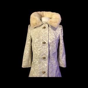 60’s LIlli Ann Tapestry Brocade Coat with Mink Collar Wedding Holiday