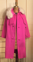 Load image into Gallery viewer, Vintage 60s Pink Lilli Ann Wool Coat with Fox Fur Collar Princess Mod Audrey Hepburn Jackie Kennedy Flexible Size Loose Fit