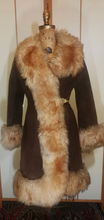 Load image into Gallery viewer, Suede Sheepskin Shearling Penny Lane Coat Princess Fit and Flare Almost Famous XS/S Boho Hippy Bohemian