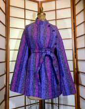 Load image into Gallery viewer, 60&#39;s Plaid Purple Poncho Cape--Mod Pendleton Royal Blue Lavender Pendleton Cape Coat 60&#39;s Open Sizing Free Size S/M/L