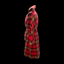 Load image into Gallery viewer, Vintage 60’s 70’s Red Plaid Hooded Wool Belted Coat