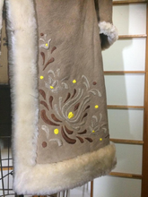 Load image into Gallery viewer, Embroidered Suede Shearling Coat Afghan Sheepskin Leather Camel Coat Penny Lane Almost Famous Coat M/L
