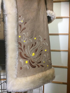 Embroidered Suede Shearling Coat Afghan Sheepskin Leather Camel Coat Penny Lane Almost Famous Coat M/L