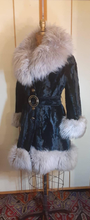 Load image into Gallery viewer, Women's Vintage 70s Coat- Shearling and Velvet Fit and flared Belted Princess Boho Almost Famous Penny Lane