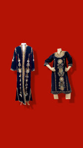 60s 70s MUSEUM Collectible Vintage Royal Velvet Cleopatra Overcoat and Tunic Set Duster Hand Embroidered Pearls Exotic Persian Fashion History Ottoman Empire