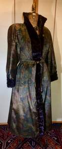 80s 90s' Glam Penny Lane Hippy Brand New Reversible Long Mink Satin Trench Coat Rain Spy Size Versatile, S/M/L