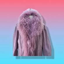 Load image into Gallery viewer, Pink Suede Mongolian Curly Lamb Oversized Penny Lane Boho Coat