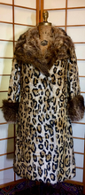 Load image into Gallery viewer, 60&#39;s Faux Leopard Print Coat Genuine Raccoon Fur Collar Coat Double Breasted Coat Winter S/M/L Swing or Fitted Style