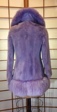 Load image into Gallery viewer, Purple Lavender Fur Coat Mod 60's 1960s Vintage Mink Leather Fox Fur Coat Rhinestone XS/S Russian Princess Penny Lane Almost Famous