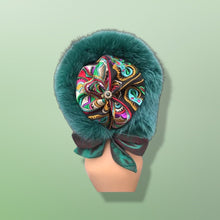 Load image into Gallery viewer, 2000’s Teal Green Blue Shearling Suede Lamb Karakul Swakara Floral Coat Victorian Penny Lane Boho