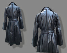 Load image into Gallery viewer, Black Montgomery Ward Leather Spy Trench with Suede Inserts