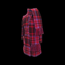 Load image into Gallery viewer, 60’s Coat Pink Purple Red Plaid Thick Woven Wool Attached Scarf