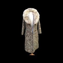 Load image into Gallery viewer, 60’s Tapestry Coat with Fox Fur Trim Carpet Brocade Wool