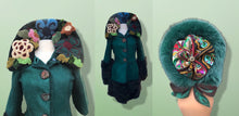 Load image into Gallery viewer, 2000’s Teal Green Blue Shearling Suede Lamb Karakul Swakara Floral Coat Victorian Penny Lane Boho