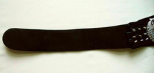 Load image into Gallery viewer, Jeweled Black Glam Suede Belt by HENRYKS BIJOUX Made in Austria Vintage 1980s Glam Swarovski Crystal Fits a waist from 23.5&quot; to 27.5&quot;