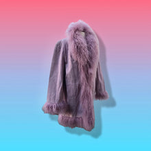 Load image into Gallery viewer, Pink Suede Mongolian Curly Lamb Oversized Penny Lane Boho Coat