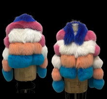 Load image into Gallery viewer, Rainbow Candy Fox Fur Jacket Coat Blue Pink
