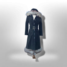 Load image into Gallery viewer, 70’s Black Suede Hooded Fox Fur Coat