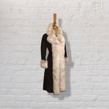 Load image into Gallery viewer, 70’s Vintage Mahogany Suede Fox Fur Tuxedo Coat