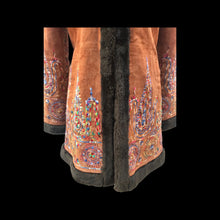 Load image into Gallery viewer, Suede Embroidered Penny Coat with Sherpa