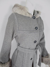Load image into Gallery viewer, Hooded Princess Wool Pinup Vintage Fur Trimmed Coat S Fit Flare