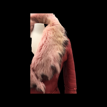 Load image into Gallery viewer, Vintage 70s-90s Leather Shearling Fox Fur Pink Red Short Jacket Coat Made in Turkey