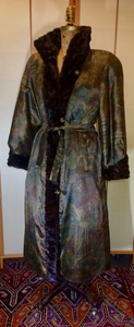 80s 90s' Glam Penny Lane Hippy Brand New Reversible Long Mink Satin Trench Coat Rain Spy Size Versatile, S/M/L