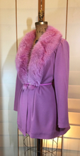 Load image into Gallery viewer, Vintage Coat-- Pink Fox Fur Wool Jacket Coat Saks Fifth Ave Neiman Marcus Spring Light Free Size S/M/L