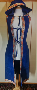 Hooded Blue Suede 70S Vest Long Satin Embroidered Orange Thick Leather Small Extra Long Hippy Chic Hippy Sleeveless Coat Russian Princess