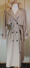 Load image into Gallery viewer, Trench Spy Coat Metal and Leather Hardware Detail, Couture M/L/XL Tan Beige &quot;Burberry Sisal Stye&quot;