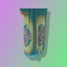 Load image into Gallery viewer, 70’s 80’s I Magnin Chiffon Dress Scarf Set Teal/Purple/Yellow