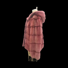 Load image into Gallery viewer, Pink Mauve Muted Mink Coat Bomber Hoodie Casual Elegant With Whole Mink Skins